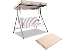 COSTWAY Techo de Repuesto para un Columpio, Toldos para Balancin de Exterior Impermeable y UV Protección, Toldo de Reemplazo de Poliéster Universal para Balcón, Jardín y Patio (196 X 110 cm, Beige)