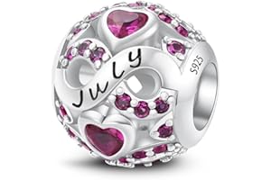 LONGLUCK 925 Sterling Silver Birthstone, Charms Fits Charms Pulseras para Mujer, con Cubic Zirconia Dangle Pendant Bead, Cumpleaños para el Día de San Valentín Día de la Madre de Regalo