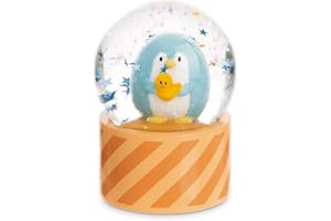 NICI 61826 mymochi Palla di vetro effetto neve con pinguino Waddle, accessorio decorativo in stile Kawaii, 6,5 cm, arancione