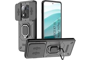 DERHAN Hülle für Xiaomi Redmi Note 14 Pro 5G (Nicht für 4G) / Poco X7, Panzerhülle mit Kameraschutz, Robuste Schutzhülle Stoßfest Handyhülle mit Ring Ständer - Schwarz