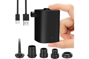 LEBEXY Elektryczna pompka powietrza do materaca, basenu, mini nadmuchiwana pompka elektryczna, przenośna pompka elektryczna na kemping i na zewnątrz