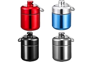 DRERIO Portapillole Giornaliero Tascabile (4 pezzi) - Alluminio Portachiavi Impermeabili Medicine Salute e Cura Della Persona per Ogni Giorno Scomparti 7 Giorni Viaggi All'aperto