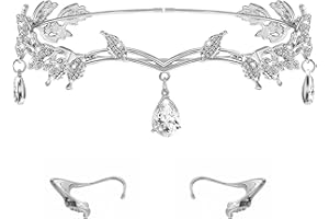 CANRNYACBZ 3PCS Tiara Per Matrimonio Con Foglie Di Strass Tiara Con Strass E Foglie Fascia Per Capelli Con Foglia Di Strass Corona Speciale Per Donne Da Sposa Per Spettacoli, Matrimoni E Compleanni (Argento)