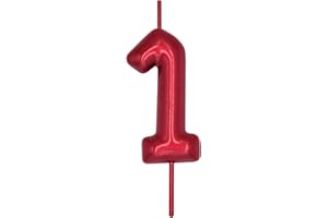 DERVENTA Number Candle Red 2.36 inch Party Celebration Anniversary Decoration Perfect Birthday Brunch Dessert Cake Topper 1 Piece (Number 1 Red)