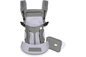 SONARIN Mochila portabebé Transpirable Premium,Ergonómica,capucha de dormir,para recién nacidos y bebés(3-48 meses),carga máxima 20 kg,Soporte para la Cabeza,Marsupio portabebé(Gris Oscuro)