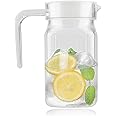 Yctze Juice Jugs Plastic Acrylic Bottle Juice Jugs with Lid Acrylic Juice Bottle Jug with Lid Transparent Acrylic Small Pitcher White Striped Water Ice Cold Juice Bottle for Home Bar Fridge 500ML