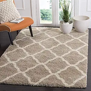 Om Carpet Home Furnishing Modern Shaggy Carpets and Rugs for Hall Offices Kitchens Bedroom Living Room and Cabins for Bedroom Kids Room Floor Home Decor (Beige & Ivory, 4X6 Feet)