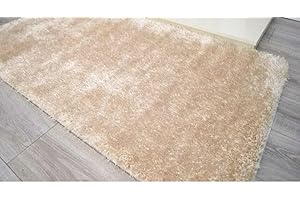 Biznest Set Of 4 Large Romany Gypsy Washable Non Slip Sparkly Design Mats Rugs Caravan 80X120Cm (Beige Silver)