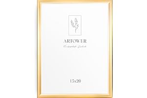 Artower® Bilderrahmen Gold Metall Dünner Rahmen für 15 x 20 cm | Posterrahmen Groß Collage | Picture Frame Metal 15x20 cm | Aluminium Schmal Bilderrahmen | Gold Poster Rahmen