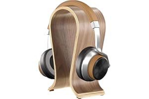 PUMMNY Soporte Auriculares Madera, Soporte para Auriculares de Madera, Madera de Nogal, Colgador Madera de Auriculares, Soporte Madera Auriculares, Soporte Auriculares Hifiman Gaming, para Hogar Officina