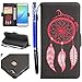 Produktbild FESELE Dreamcatcher Schutzhülle für [Huawei P10 Lite] Feder Traumfänger Prägung Brieftasche Hülle Leder Flip Case Handyhülle mit Magnetverschluss, Huawei P10 Lite Card Slot Vintage Series Wallet Cover Ledertasche Leder-Mappen-Karten-Slot-Abdeckung im Bookstyle Ständer Kartenfach für Huawei P10 Lite + Blau Eingabestift Stylus Touch Pen-Traumfänger,schwarz