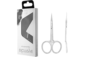 STALEKS PRO Tijera profesional para cutículas con ganchito. Tamaño de la hoja 25 mm. Acero inoxidable. Estampado de Magnolias. EXCLUSIVE (SX-21/2)