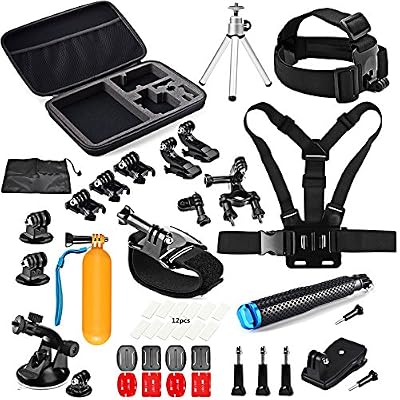 SHOOT Accessories pack 45 en 1 Sports de plein air Action Camera Kit d'accessoires pour GoPro Hero Session 6 5 4 3+ 3 2 1 SJ4000 SJ5000 SJ7000 Xiaomi Xiaoyi Yi 2 4K/ YI 4K+ et pour Lightdow Xiaomi Yi WiMiUS DBPOWER Campark d'action Caméra Accessoires