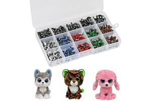 LALATOK Occhi di Sicurezza per Animali all'Uncinetto, 320 Pezzi Occhi di Sicurezza Colorati e Nasi, Occhi di Sicurezza e Nasi per Amigurumi, Animali all'Uncinetto e Orsacchiotto