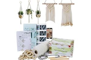 SUO LONG Beginners Macrame Kit for Adults,Featuring 3mm Macrame Cord,Wooden Beads,Rings,Instruction Book.All Accessories You Need to Make Macrame Plant Hanger,Macrame Wall Hanging Adults Craft Kit