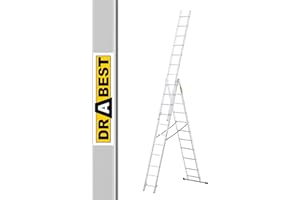 Drabest Basic Home Échelle en Aluminium 3 Éléments – Escabeau 3x6 Marches – Escabeau en Aluminium Léger – Échelle Pliable pour la Maison – Capacité 150 Kg – 46x165x13cm