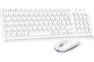 Cimetech Ensemble Clavier Souris sans Fil Rechargeable Multidispositifs (2,4 GHz+BT1+BT2), Combo Clavier Français et Souris avec Pavé Numérique pour Wins/Linux/MacOS (Blanc)