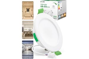 Bojim Dimmable Recessed LED Spotlight, IP44 Waterproof for Bathroom, Hole 68mm-78mm, 5W Extra Flat Recessed Ceiling Spotlight