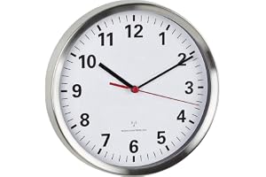 TFA Dostmann Radiostyrd väggklocka, 60.3529.02, med tyst svepande urverk, glas, tyst klocka, analog väggklocka, silver