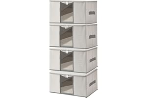 Ruucy 4 Pezzi Scatole per Armadio Rigide in Tessuto Oxford, 30L Impilabile Contenitori per Armadio Salvaspazio, Contenitore Vestiti Grande Impermeabile & polvere (45 x 34 x20 cm)