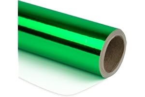 RUSPEPA Papel de Regalo Metálico Verde - Mini Rollo - Papel de Color Sólido Perfecto para Bodas, Cumpleaños, Navidad,Fiesta para Dar La Bienvenida a Los Bebés - 43 cm X 10 m