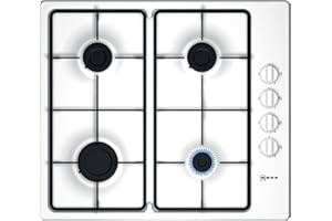 Neff N30 T26BR46W0 Gas hob with Sword Dials and Cast Iron Pan Supports, 60 cm, White, Built in