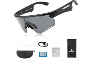 ROCKBROS Occhiali Intelligenti Bluetooth Bici, Occhiali da Sole con Apparecchi Acustici con Lenti Polarizzate Smart Glasses UV400 Open Ear Uomo Donna, per Bicicletta Corsa Guidare
