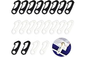 Adiwo 20 PCS Flag Pole Clip, Nylon Flagpole Clamp, Snap Hooks, Windproof Flag Pole Hook, Flag Pole Accessories, For Connecting Fixed Flags and Ropes, Keys, Lanyards, Camping (White and Black)