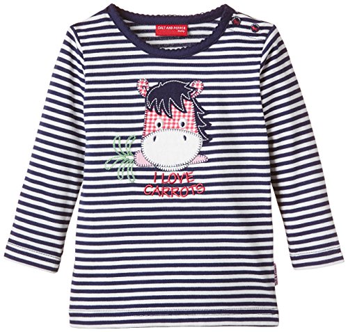 SALT AND PEPPER Baby Girls B Longsleeve my Pony stripe Striped Crew Neck Long Sleeve Long Sleeve Top, Blue (navy Blue 450), 3-6 Months (Manufacturer size: 68)