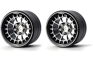 Treal Aluminium 2.2 Beadlock Wheels Rims(2) pcs Fit RC Crawler Mud Truck 2.2 Tires (Black)