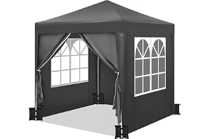 WOLTU Paviljong med 4 sidodelar och 4 sandsäckar, vikbar paviljong 2 x 2 m, trädgårdspaviljong vattentät stabil UV-skydd, pop