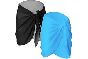 CHUANGDI 2 Pièces Wrap de Plage de Femmes Sarong Couverture de Bikini Jupes Wrap pour Maillot de Bain en Mousseline