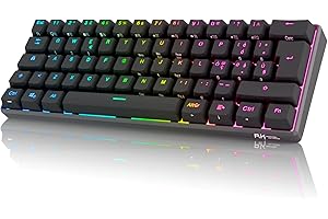 RK ROYAL KLUDGE RK61 Tastiera Gaming Meccanica, 60% Tastiera Wireless 2.4Ghz/Bluetooth/USB-C RGB Backlit Interruttore Blu Hot Swap Double-Shot ABS Keycaps Compatibile con Win/Mac, Nero(QWERTY Layout Italiano)