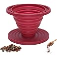 Filtre à Café Réutilisable Silicone Pliable Hario V60 Rouge - Cafetière Nomade Camping Randonnée Cafetiere Manuelle Camping