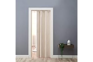 STOREINUK PVC 12MM Folding Accordion Door, Plastic Internal Magnetic Doors Sliding Concertina Screen Panel Divider Folding Concertina Door with Gloss Acrylic Widths Adjust 610mm - 860mm(12mm,Ivory)