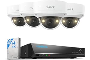 Reolink 4K Kit Caméra Surveillance PoE, Anti-Vandalisme IK10, NVR 8CH avec Disque Dur 2To, Vision Nocturne Couleur, Détection Personne/Véhicule/Animal, Audio Bidirectionnel, IP67 Résistant, RLK8-800V4
