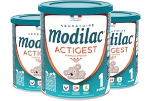 Modilac - Lait Infantile en Poudre Actigest 1 - Formule Épaissie - Fabriqué en France Sans Huile de Palme - 1er Age, de 0 à 6 Mois - Lot de 3x800g