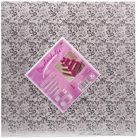 DeColorDulce SG2222 Base Cakes, Cardboard and Paper, Silver, 30 cm x 30 cm x 4 mm