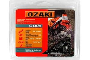 GREENSTAR OZAKI - Chaîne Tronçonneuse .3/8" LP (Low Profile) - Jauge 1,3 mm (0,50") - Profil de Gouge Semi-Carré - 40 Entraîneurs