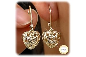 LOLIAS Kolczyki ze srebra próby 925, wiszące z prostopadłościanem, serce, srebro próby 925, długie, wiszące, damskie, srebrne/złote