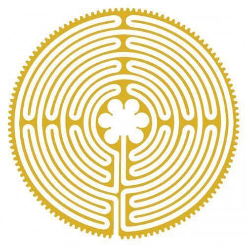 Wandtattoo Labyrinth von Chartres in 8 Größen und 25 Farben (50x50cm goldmetalleffekt)