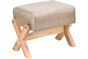 HWSWSH Pouf Poggiapiedi Divano, Ottomana Rettangolare con Seduta Imbottita, Poggiapiedi Morbido con Gambe in Legno, Sgabello Basso Moderno, Poggiapiedi da Ufficio, Soggiorno e Camera da Letto - Bianco