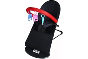 Bliss Woven Baby Rocker with Petal Quilting - Charcoal Grey with Toy for Baby Rocker - Happy Eyes