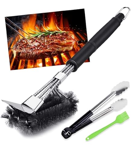Brosse De Nettoyage Pour Barbecue à 360° - Poils Acier Inoxydable, Manche Longue Antidérapante, Pour Tous Grills