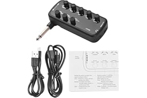 WALFRONT Amplificador de bajo de Auriculares Portátil Plug and Play para bajo Eléctrico Instrumento Musical 3 Construido en Simulaciones de Altavoces OTG Grabación Interna, Tres Tonos de