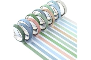 YUBX Flaco Washi Tape Set 12 Rolle Dekoratives Klebeband Washi Glitter Klebeband 8mm breit (Green Small)