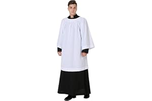 IvyRobes White Square Round Neckline Surplice Church Liturgical Vestment Choir Priest Robe