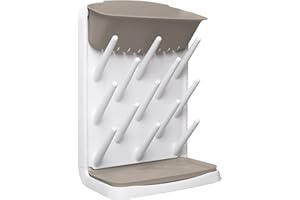 Ubbi Vertical Baby Bottle Drying Rack, Space Saving Countertop Drying Rack Baby Bottle Organizer, Taupe
