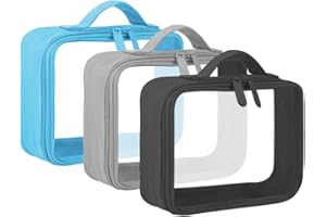 ANRUI Neceser de Aseo Transparente, TSA Neceser Viaje Avion para Transportar Líquidos, Bolsa de Aseo, Bolsa de Cosméticos para Mujeres y Hombres