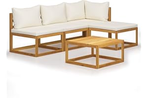 ‎FESTNIGHT Festnight Loungemöbel 5-TLG. Gartenlounge Outdoor Loungemöbel Terrasse Modulares Sofa Gartenmöbel Set Holz Ecksofa Garten Gartengarnitur Terassenmoebel Set mit Auflage Massivholz Akazie